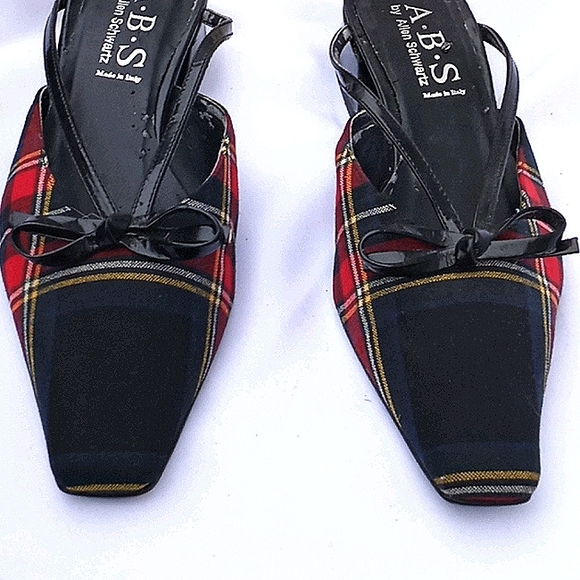 Allen Schwartz Plaid Mule Shoes - Picture 2 of 6